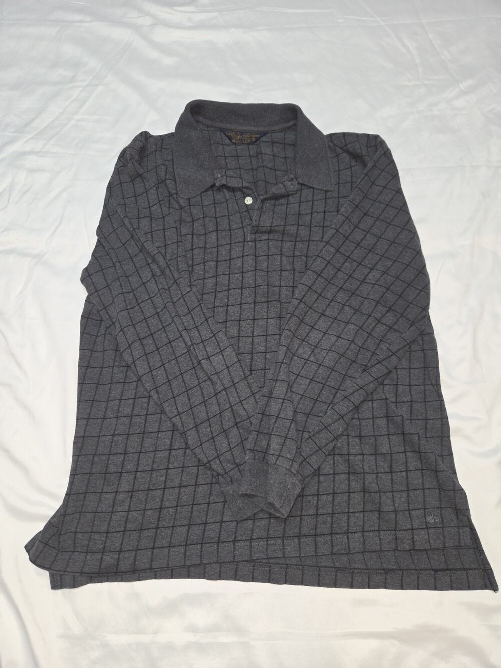 Brooks Brothers Men's Golden Fleece Polo Shirt Grey Long Sleeve Size L
